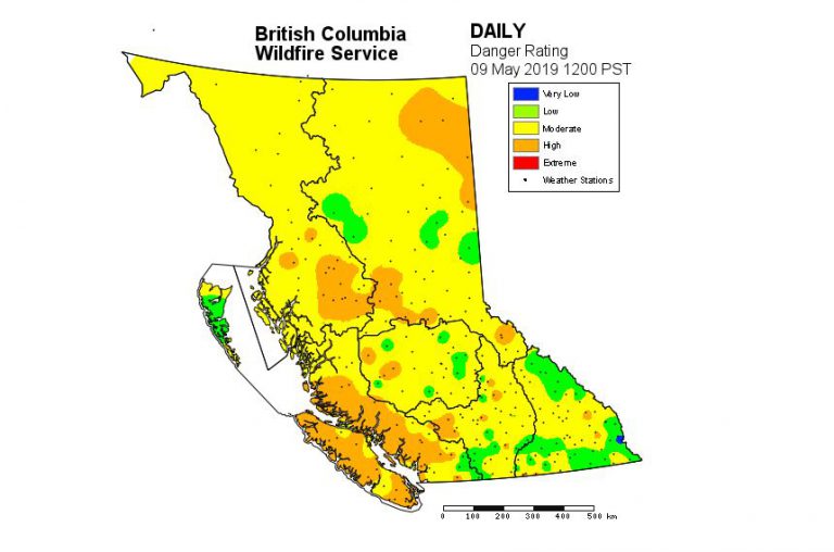 Hot, dry weather heightens fire danger rating in Coastal Fire Centre region