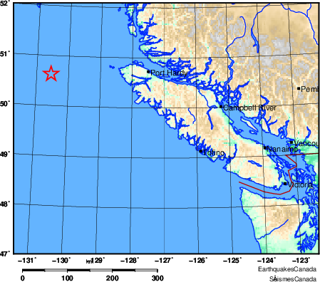 4.8 Magnitude earthquake reported off the coast of Port Hardy
