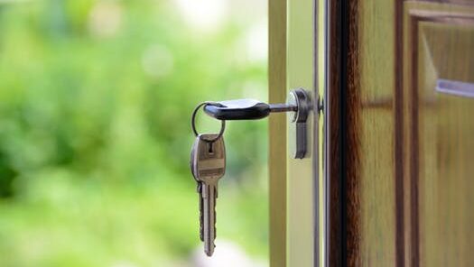Key in lock of front door