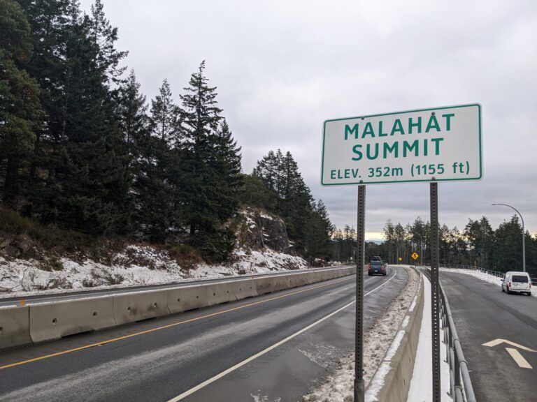 Snowfall Warning for Drivers on Malahat Drive and Alberni Summit