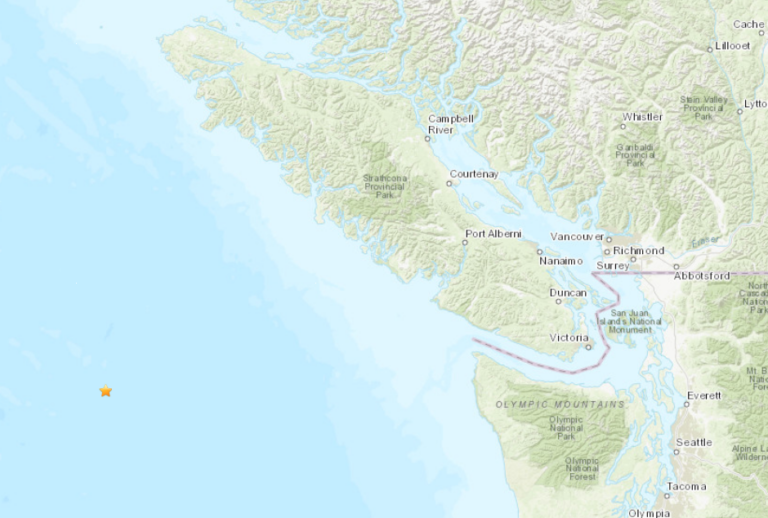Quake recorded 260km from Tofino this morning