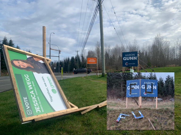 UPDATE: Rash of election sign vandalism crosses party lines in North Island-Powell River